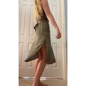 Button Front Tank Dress with Side Slits